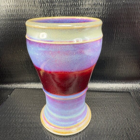 Hand Made Stoneware Tall Coffee Mug Cup Beer Cup Mug Artist Signed Vase Vessel - Picture 1 of 12